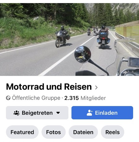 Facebook Gruppe Motorrad und Reisen